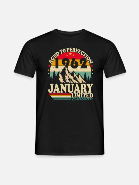 Januar 1962 Jahrgang geboren Geburtstag Retro - Männer T-Shirt - Schwarz