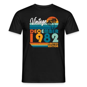 Décembre 1982 Vintage Retro Anniversaire - T-shirt homme - noir - Devant - AI Model Male 178 light (178cm)