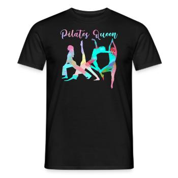 pilates queen,pilates,sport,yoga,aquarell,pastell - Männer T-Shirt - Schwarz - Vorne - AI Model Male 178 light (178cm)
