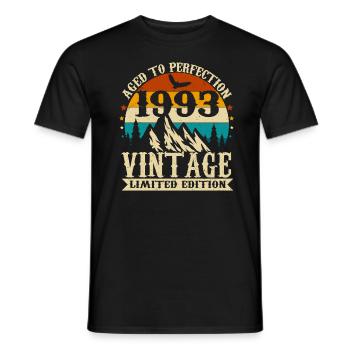 Né en 1993 Vintage Birth Retro - T-shirt homme - noir - Devant - AI Model Male 178 light (178cm)