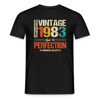 Vintage 1983 vintage anniversaire rétro cadeau - T-shirt homme - noir - Devant - AI Model Male 178 light (178cm)