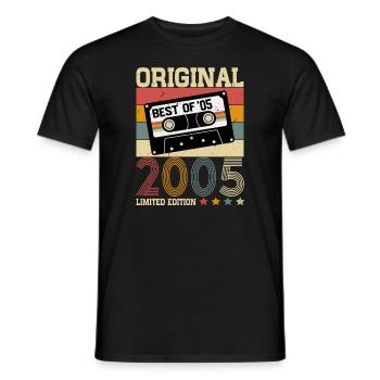 Né en 2005 Vintage Anniversaire Rétro - T-shirt homme - noir - Devant - AI Model Male 178 light (178cm)