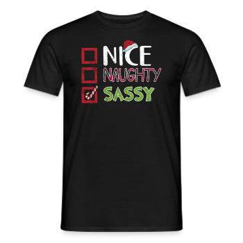 Christmas Funny Witty Humor Nice Naughty Sassy - Men's T-Shirt - black - Front - AI Model Male 178 light (178cm)