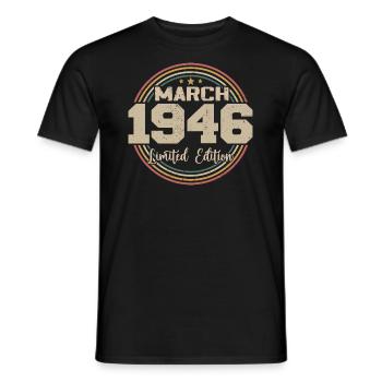Awesome seit März 1946 Geburtstag 1946 Geschenk - Männer T-Shirt - Schwarz - Vorne - AI Model Male 178 light (178cm)