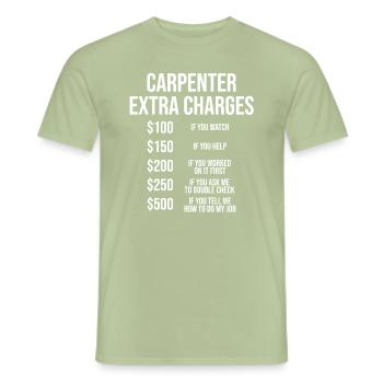 Charpentier Charges supplémentaires T-shirt de charpenterie drôle - T-shirt homme - vert sauge - Devant - AI Model Male 178 light (178cm)