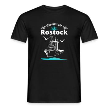 Rostock Hanseatic City Anchor Ship & Seagulls - Men's T-Shirt - black - Front - AI Model Male 178 light (178cm)