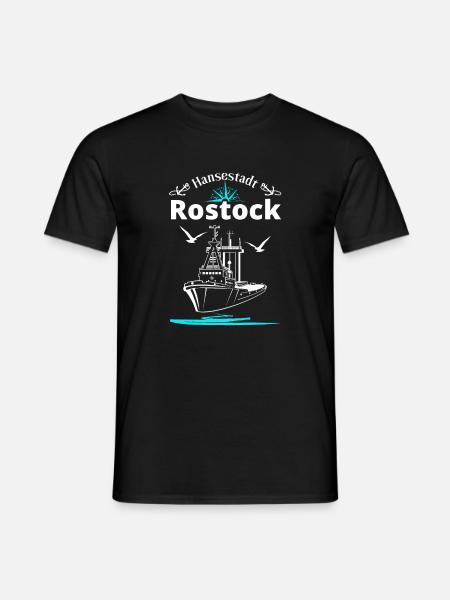 Rostock Hansestadt Anker Schiff & Möwen - Männer T-Shirt - Schwarz