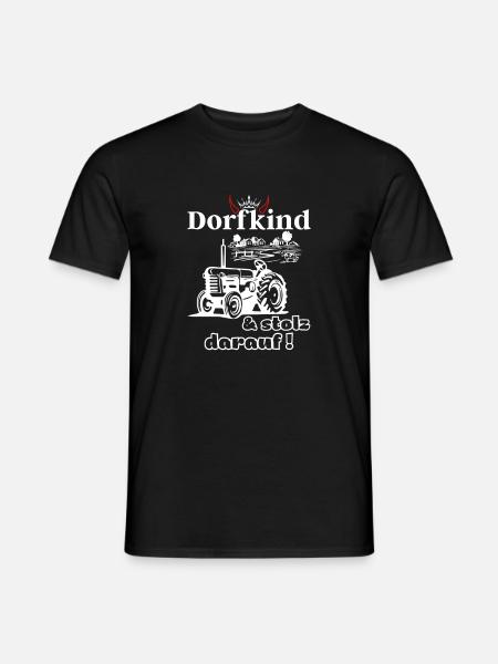 Dorfkind und stolz darauf- Spruch mit Traktor - Männer T-Shirt - Schwarz