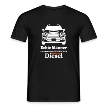 Echte Männer Essen Fleisch Trinken Bier ... - Männer T-Shirt - Schwarz - Vorne - AI Model Male 178 light (178cm)