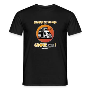 Zuhause Ist Wo Mein Camper steht-Kastenwagen-WoMo - Männer T-Shirt - Schwarz - Vorne - AI Model Male 178 light (178cm)