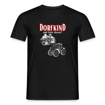 Dorfkind und stolz darauf- Spruch mit Traktor - Männer T-Shirt - Schwarz - Vorne - AI Model Male 178 light (178cm)