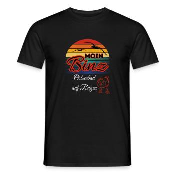 Moin Binz avec mouette dans l’île de style rétro Rügen/Binz - T-shirt homme - noir - Devant - AI Model Male 178 light (178cm)