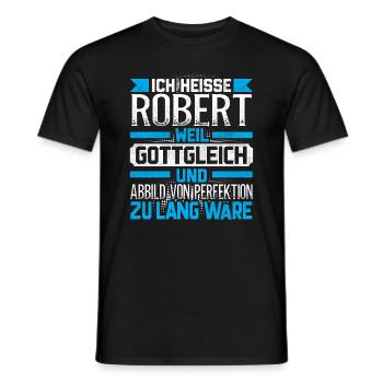 ROBERT - Gottgleich - Männer T-Shirt - Schwarz - Vorne - AI Model Male 178 light (178cm)