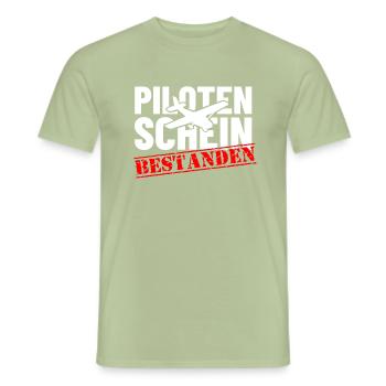 Pilotenschein Flugschule Bestanden Geschenk Shirt - Männer T-Shirt - Sage - Vorne - AI Model Male 178 light (178cm)