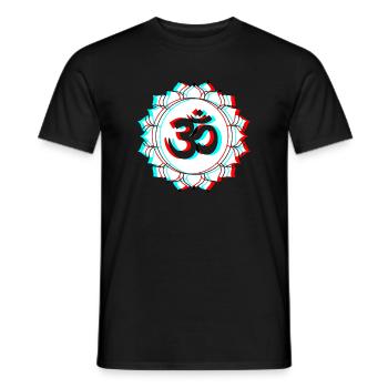 Om Goa 3d effect lettering lotus flower - Men's T-Shirt - black - Front - AI Model Male 178 light (178cm)