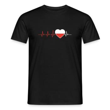 HEARTBEAT POLAND POLSKA POLISH FLAG GIFT - Men's T-Shirt - black - Front - AI Model Male 178 light (178cm)