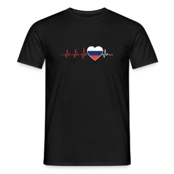 HEART COUNTRY RUSSIAN ECG FLAGGE GIFT - Men's T-Shirt - black - Front - AI Model Male 178 light (178cm)