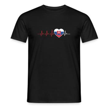 HEART BEAT SLOVAKIA SLOWAKISCH ECG FLAGGE GIFT - Men's T-Shirt - black - Front - AI Model Male 178 light (178cm)
