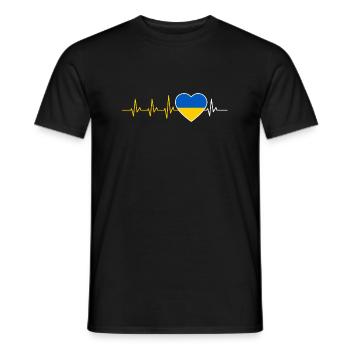 HEART BEAT UKRAINE UKRAINISCH ECG FLAGGE GIFT - Men's T-Shirt - black - Front - AI Model Male 178 light (178cm)