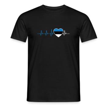HERZSCHLAG ESTLAND BALTIKUM EKG FLAGGE GESCHENK - Männer T-Shirt - Schwarz - Vorne - AI Model Male 178 light (178cm)