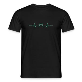 COEUR CHAT CHATS ECG VISAGE DE CHAT CADEAU - T-shirt homme - noir - Devant - AI Model Male 178 light (178cm)