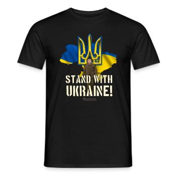 Ukraine Dreizack Selenskyj Stand with Ukraine - Männer T-Shirt - Schwarz - Vorne - AI Model Male 178 light (178cm)