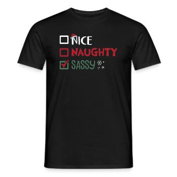 Christmas Funny Witty Humor Nice Naughty Sassy - Men's T-Shirt - black - Front - AI Model Male 178 light (178cm)