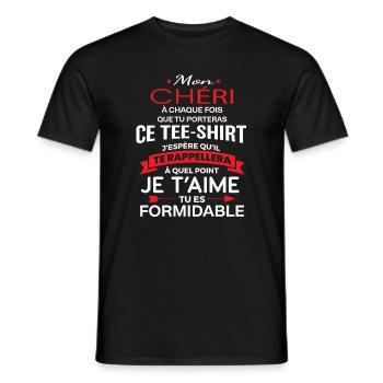 Mon chéri je t aime tu es formidable - T-shirt homme - noir - Devant - AI Model Male 178 light (178cm)