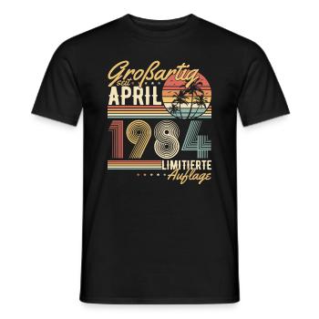 Great Since April 1984 Vintage Birthday - Men's T-Shirt - black - Front - AI Model Male 178 light (178cm)