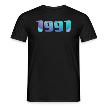 Cadeau Anniversaire 1991 Millésime 1991 Rétro 1991 - T-shirt homme - noir - Devant - AI Model Male 178 light (178cm)
