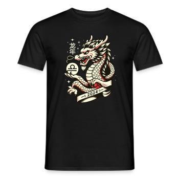 Waage Sternzeichen Jahr des Drachen Tierkreiszeichen - Männer T-Shirt - Schwarz - Vorne - AI Model Male 178 light (178cm)