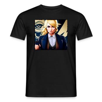 Fille blonde dans un style steampunk cool - T-shirt homme - noir - Devant - AI Model Male 178 light (178cm)