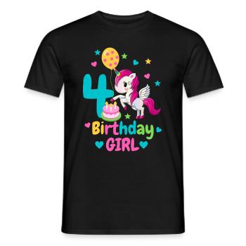4th birthday unicorn. 4 years gift - Men's T-Shirt - black - Front - AI Model Male 178 light (178cm)