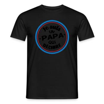 t-shirt papa qui déchire - T-shirt homme - noir - Devant - AI Model Male 178 light (178cm)