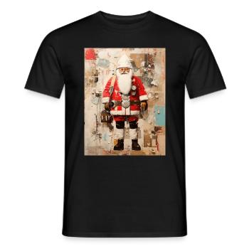 "Santa Claus" im Stil eines Robert Rauschenberg - Männer T-Shirt - Schwarz - Vorne - AI Model Male 178 light (178cm)