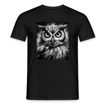 Portrait de hibou - T-shirt homme - noir - Devant - AI Model Male 178 light (178cm)