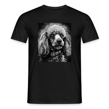 Caniche chien portrait - T-shirt homme - noir - Devant - AI Model Male 178 light (178cm)