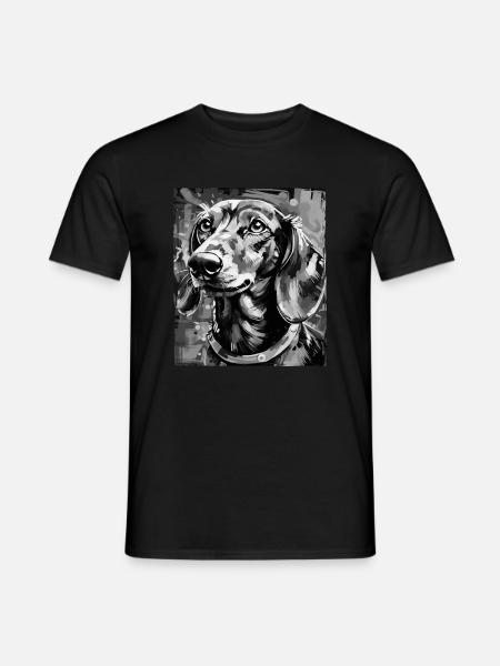 Teckel Chien Portrait Teckel - T-shirt homme - noir