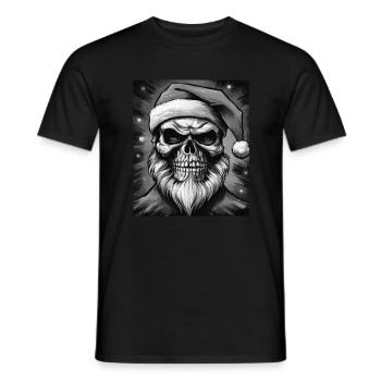 Santa Claus Skull - Men's T-Shirt - black - Front - AI Model Male 178 light (178cm)