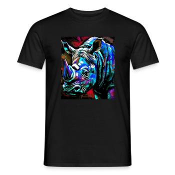 Rhinoceros Portrait - Men's T-Shirt - black - Front - AI Model Male 178 light (178cm)