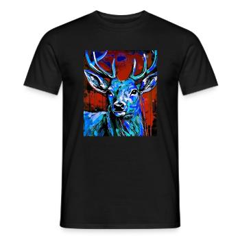 Hirsch Porträt - Männer T-Shirt - Schwarz - Vorne - AI Model Male 178 light (178cm)