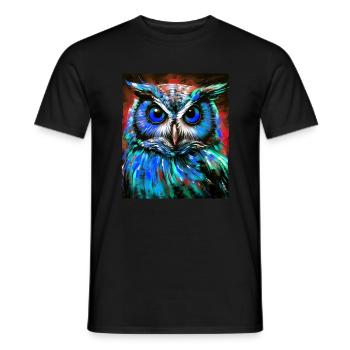 Portrait de hibou - T-shirt homme - noir - Devant - AI Model Male 178 light (178cm)
