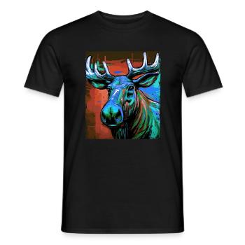 Elch Porträt - Männer T-Shirt - Schwarz - Vorne - AI Model Male 178 light (178cm)