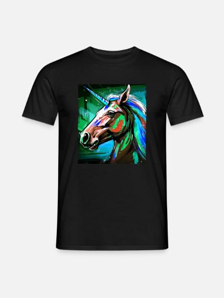 Einhorn Porträt - Männer T-Shirt - Schwarz