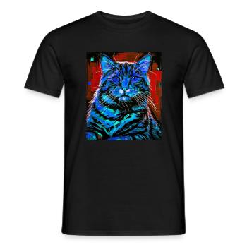 Cat Portrait Head - Men's T-Shirt - black - Front - AI Model Male 178 light (178cm)