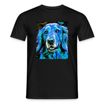 Portrait de chien Golden Retriever - T-shirt homme - noir - Devant - AI Model Male 178 light (178cm)