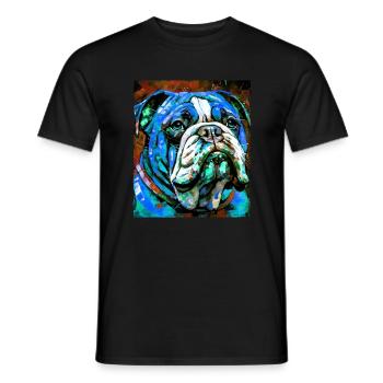 Portrait de chien bouledogue - T-shirt homme - noir - Devant - AI Model Male 178 light (178cm)
