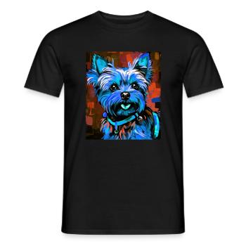 Yorkshire Terrier Hund Porträt - Männer T-Shirt - Schwarz - Vorne - AI Model Male 178 light (178cm)