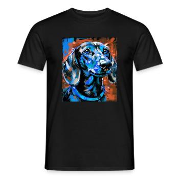 Teckel Chien Portrait Teckel - T-shirt homme - noir - Devant - AI Model Male 178 light (178cm)