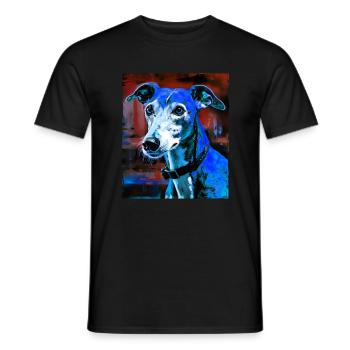 Portrait de chien lévrier - T-shirt homme - noir - Devant - AI Model Male 178 light (178cm)